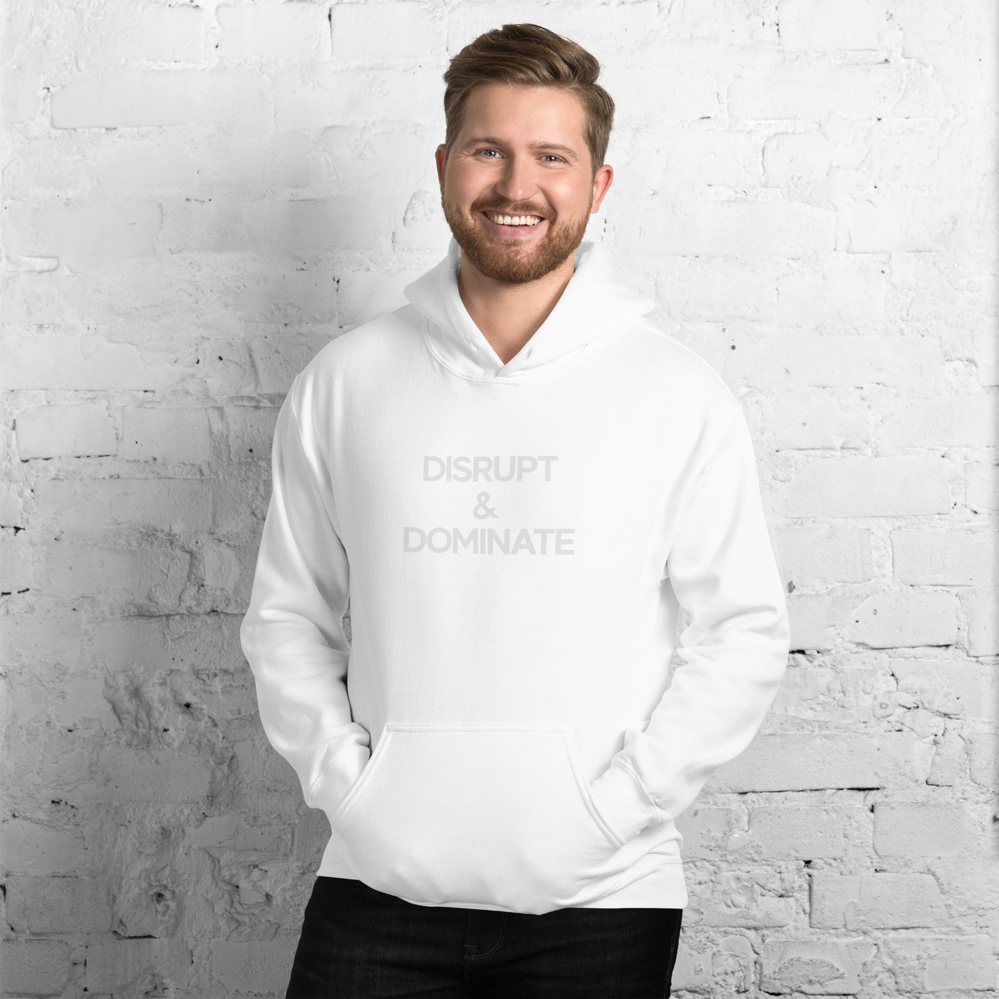 Disrupt & Dominate - Stealth - Luxury Men's White Hoodie