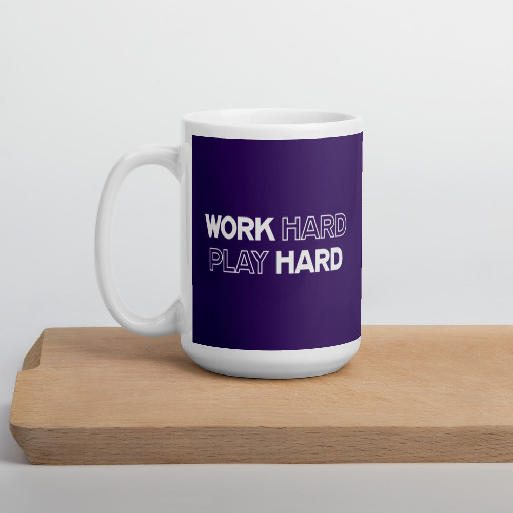 Work Hard Play Hard - Purple Glossy Mug