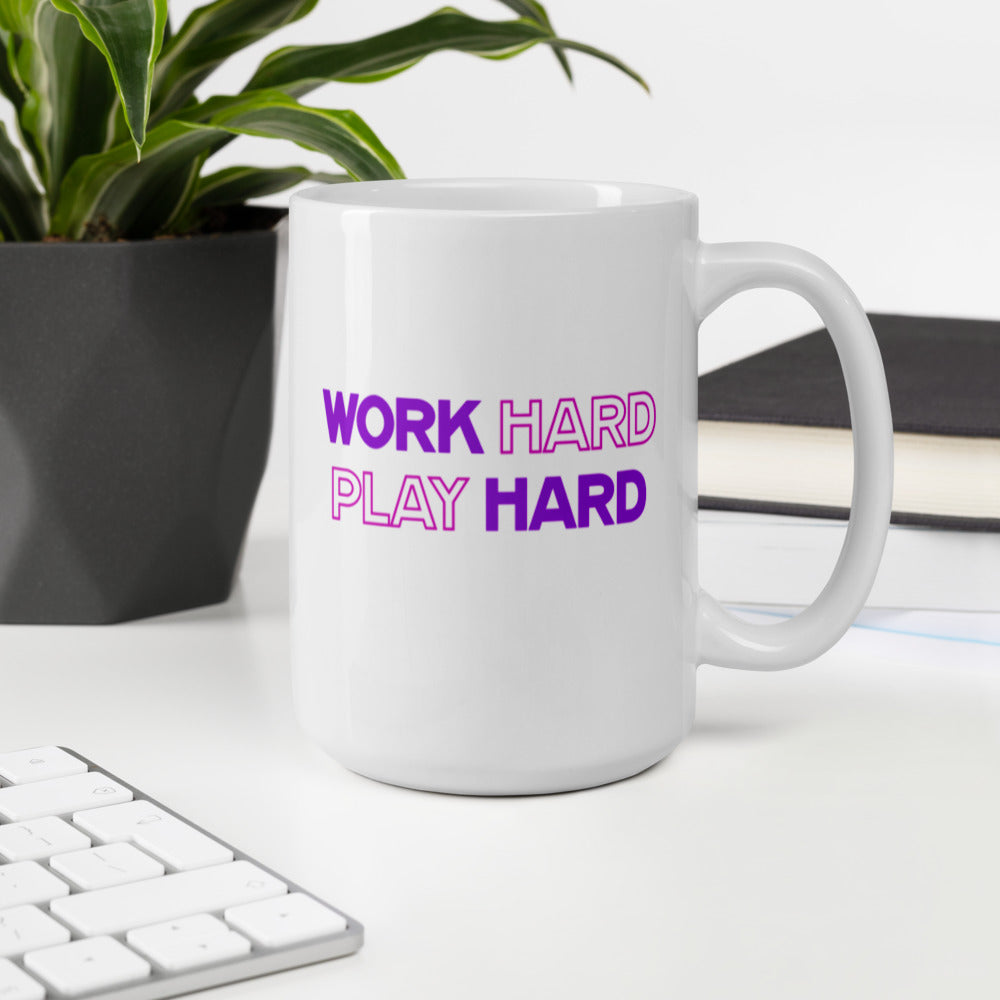 Work Hard Play Hard - White Glossy Mug