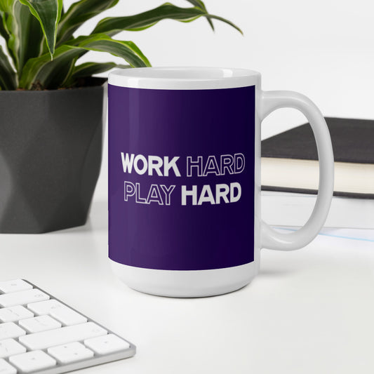 Work Hard Play Hard - Purple Glossy Mug